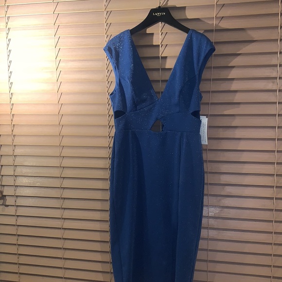 Aidan Mattox | V Neck Criss Cross Midi Dress Size 2 - Picture 5 of 11